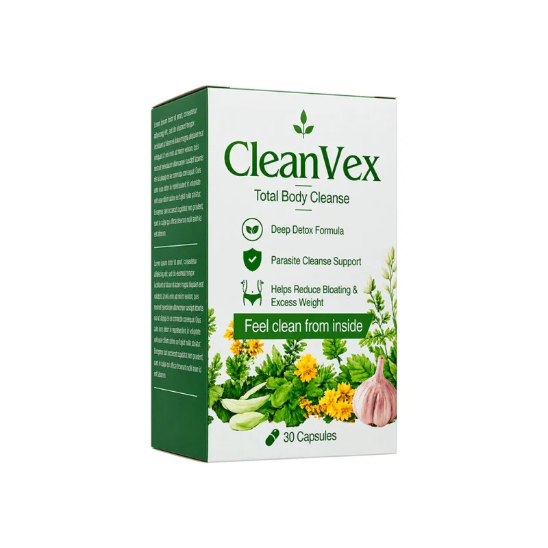 Cleanvex — embalagem em caixa, vista lateral